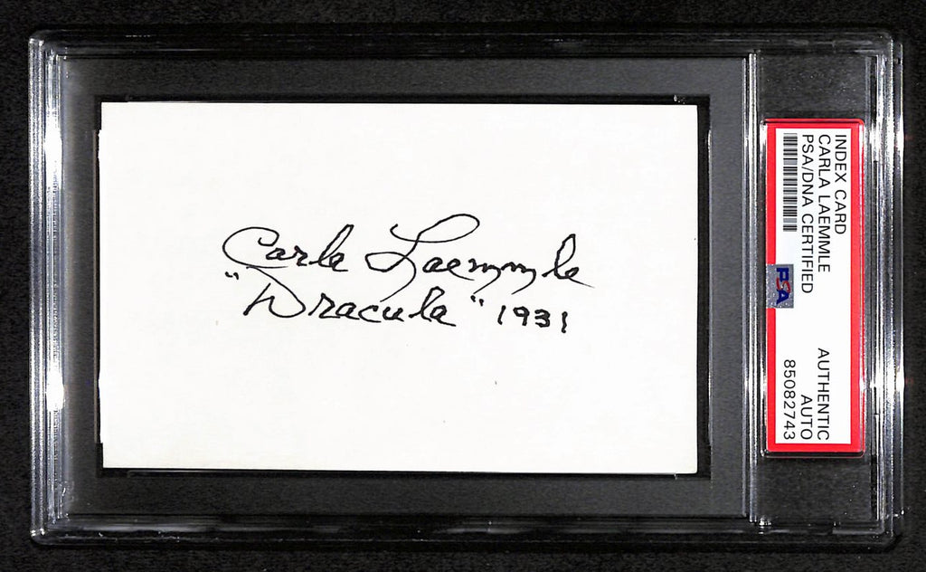 Carla  Laemmle Signed/Inscribed 3x5 Index Card "Dracula" 1931 PSA/DNA 183930