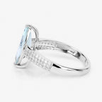 2.09 Carat Genuine Aquamarine and White Diamond 14K White Gold Ring