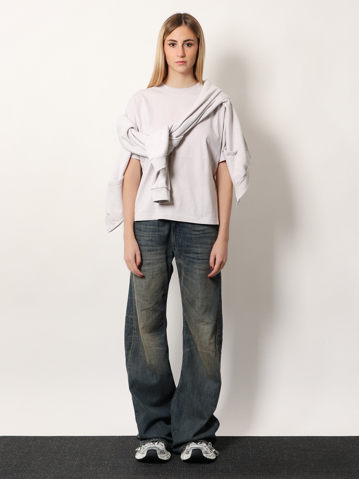 Balenciaga Grey Cotton T-Shirt