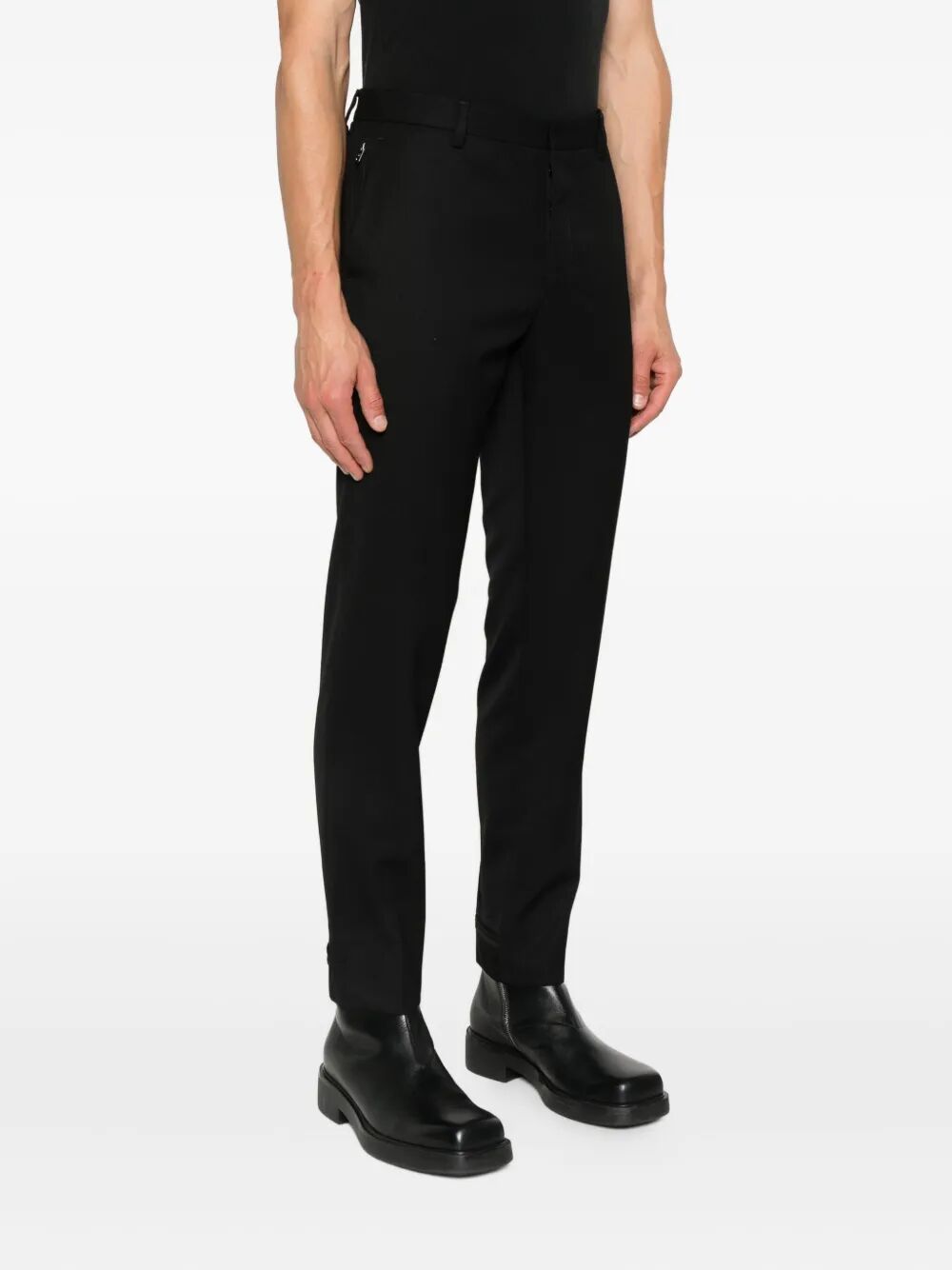 Prada Men Straight Leg Wool Trousers