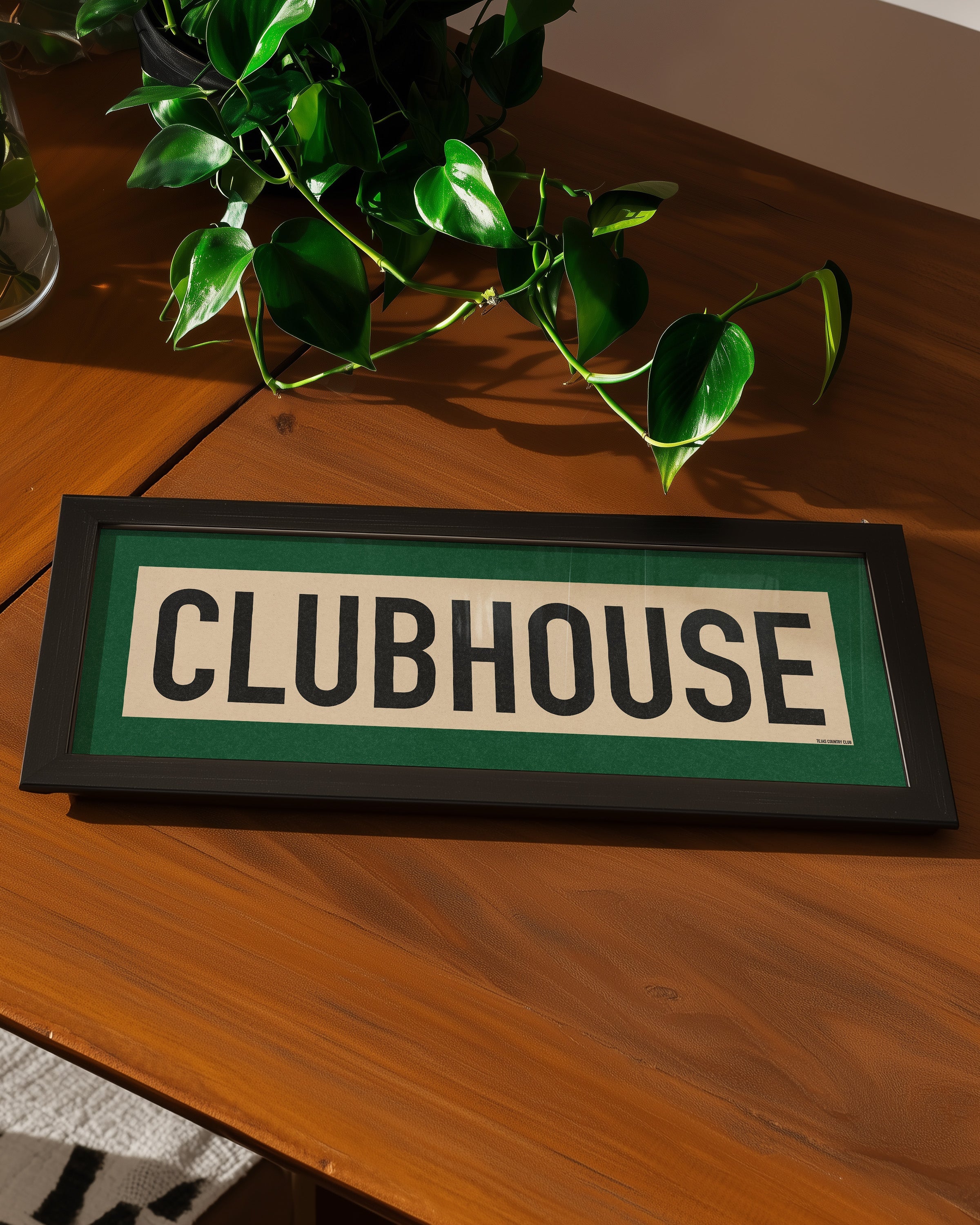 Framed Clubhouse Golf Art Scroll Sign