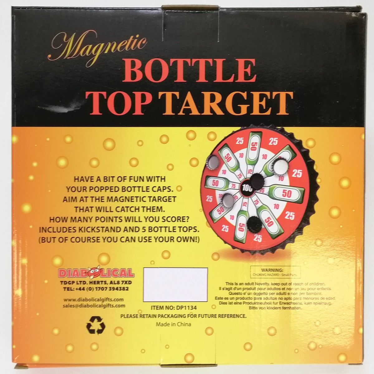 Magnetic Bottle Top Target Beer Drinking Bottle Cap Throwing Dartboard Pong Game