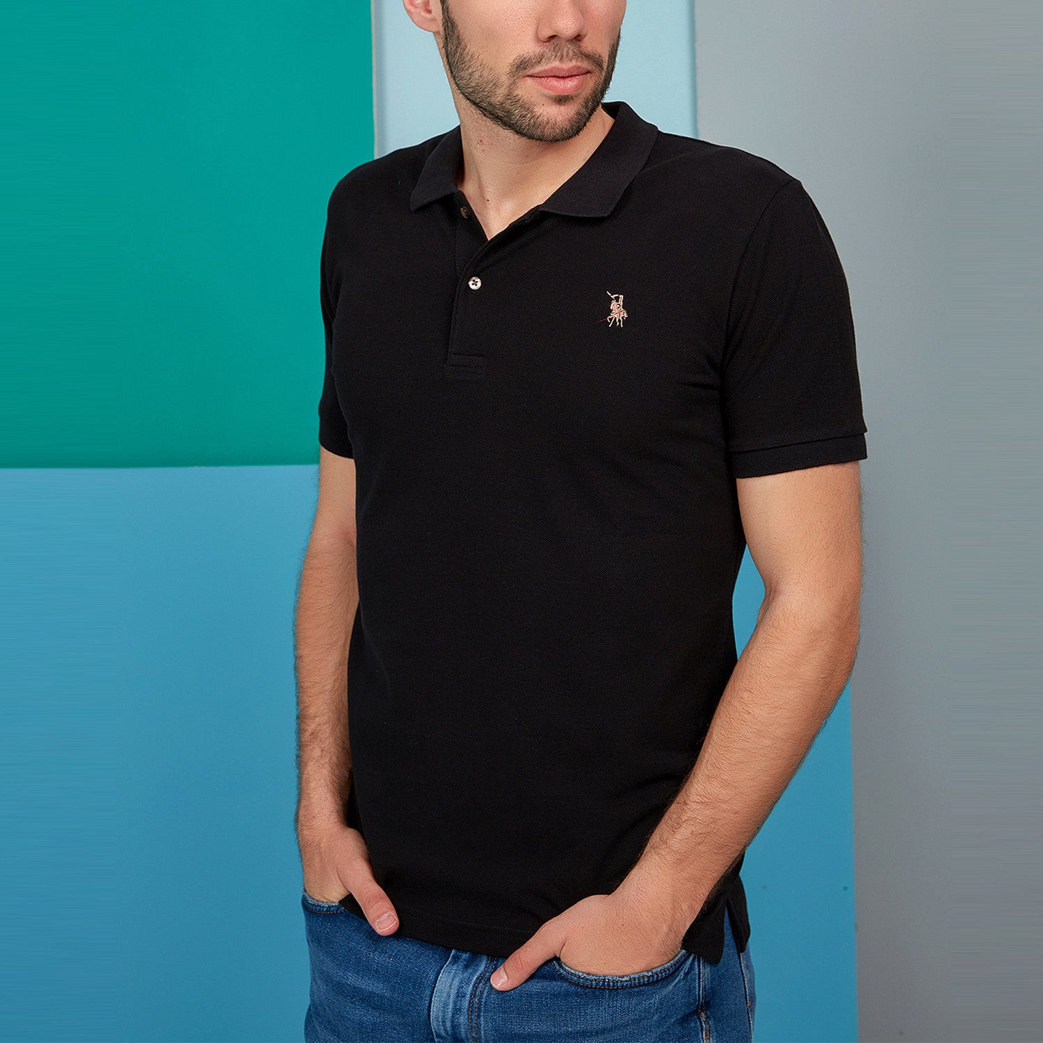 Short Sleeve Polo with Logo // Black