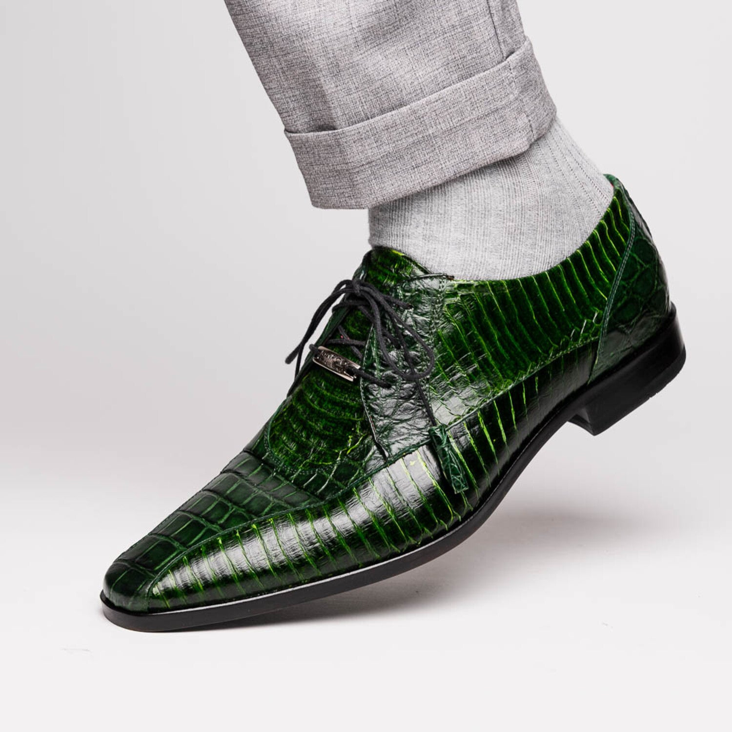 Moncalieri // Alligator + Cobra Skin Leather Oxfords // Green