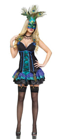 Fun World Women's Midnight Peacock Adult Costume Dress and Mask Size XS 2-4
