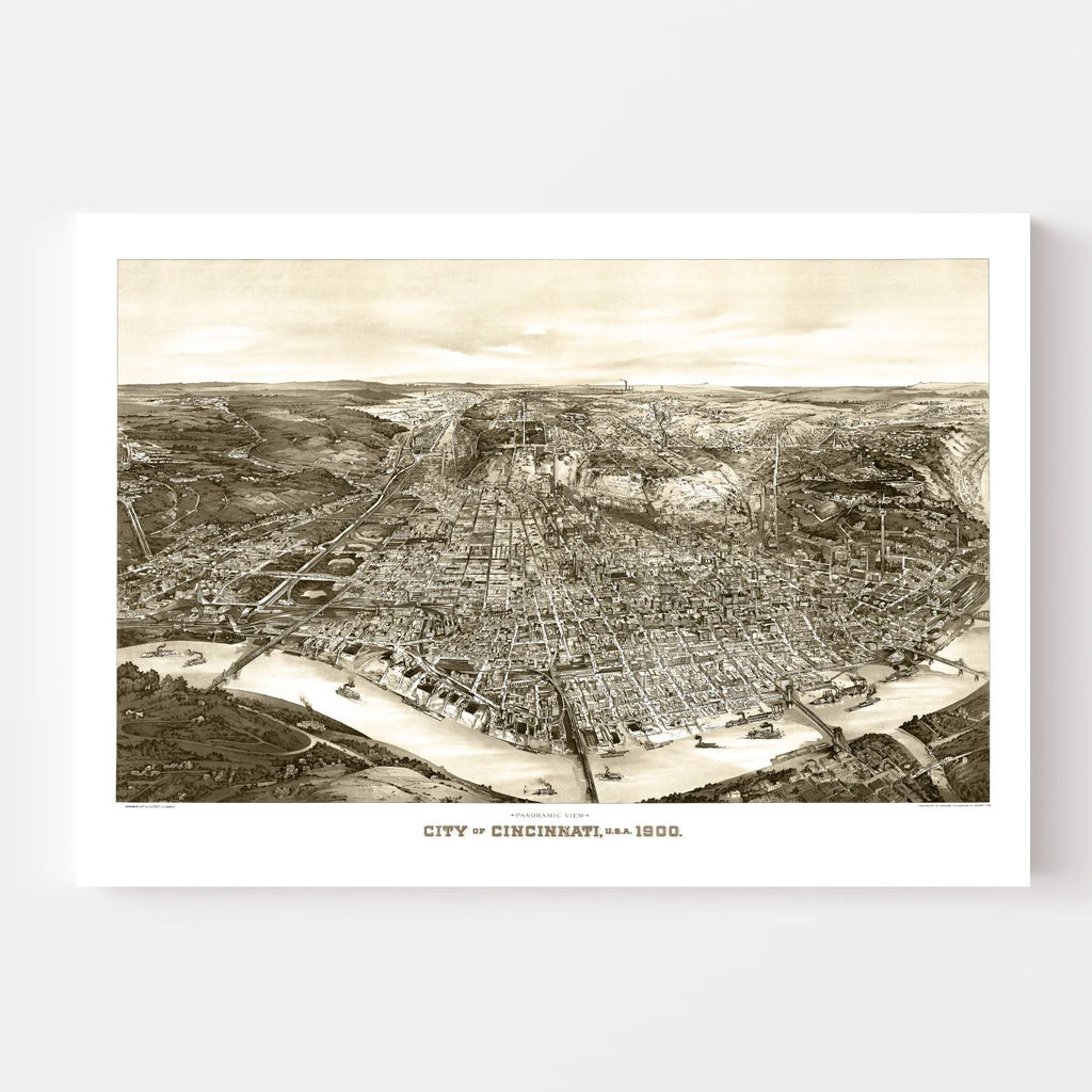 Vintage Map of Cincinnati, Ohio 1900
