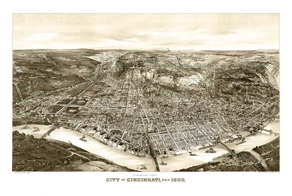 Vintage Map of Cincinnati, Ohio 1900