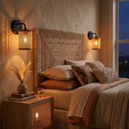 Reef - Single Lights Wall Sconce With Natural Shade Rustic - Black / Rattan