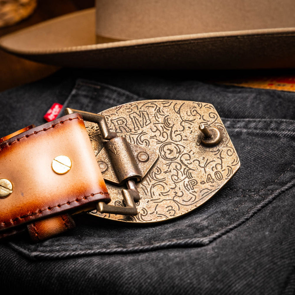 Montana // Caiman & Calf Leather Belt // Stone Brown