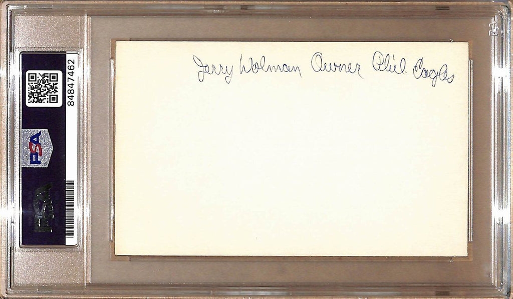 Jerry Wolman Autographed 3x5 Index Card Owner Philadelphia Eagles PSA/DNA 179086