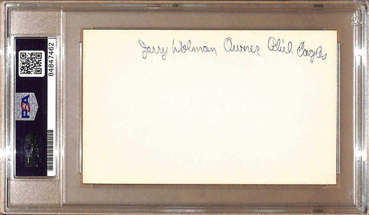 Jerry Wolman Autographed 3x5 Index Card Owner Philadelphia Eagles PSA/DNA 179086