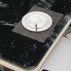Luxury Modern Dining Table With Faux Marble Top And Dual - Black