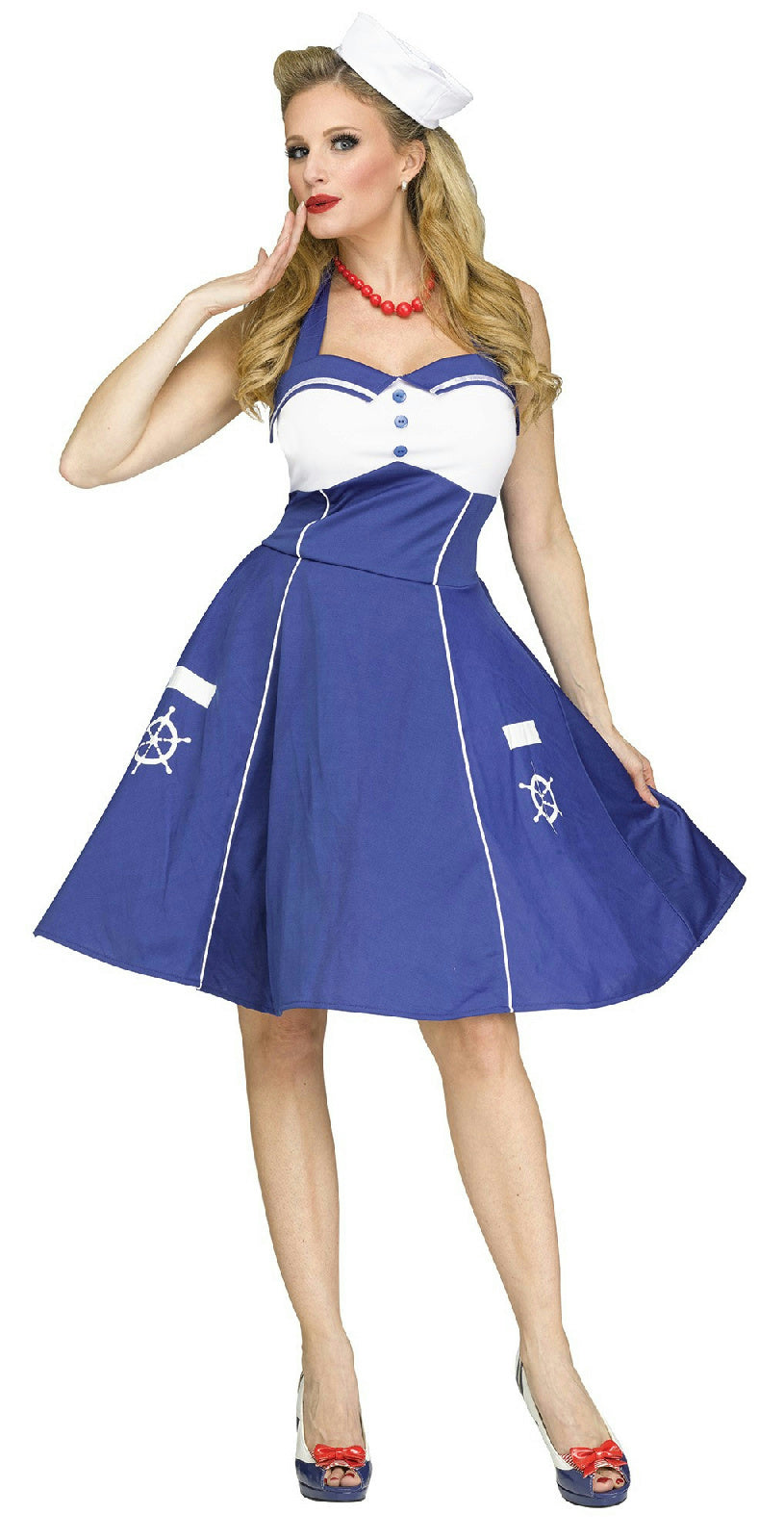 Fun World Women's Sweet Sailin' Retro Sailor Girl Adult Costume M/L 10-14