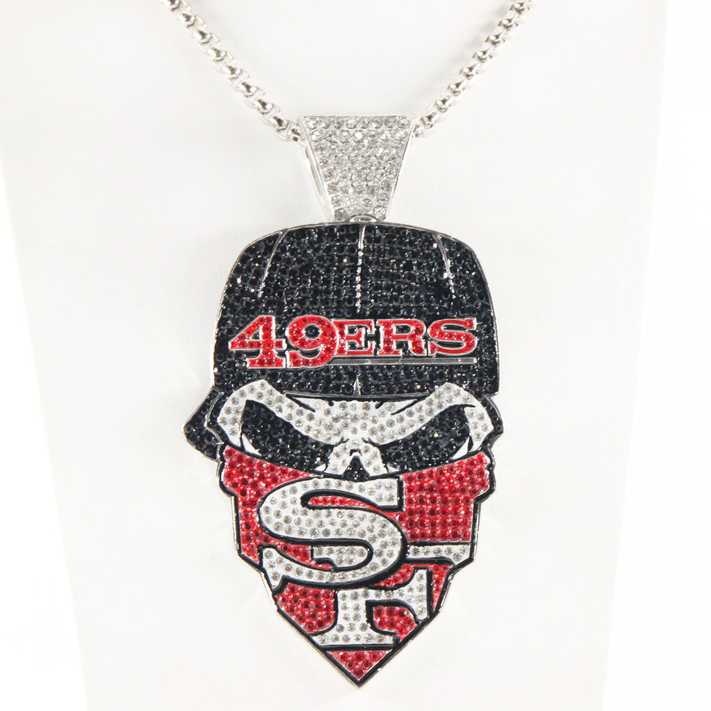 Newest Sports Team Logo Bandit Skull  Pendant Necklace – Iced Out Hip Hop Jewelry for True Fans