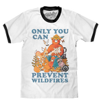 Smokey Bear Only You Can Prevent Wildfires Ringer T-Shirt - White and Black