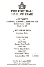 Jan Stenerud HOF Autographed Goal Line Art GLAC Postcard KC Chiefs JSA