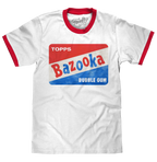 Topps Bazooka Bubble Gum Ringer T-Shirt- Red and White