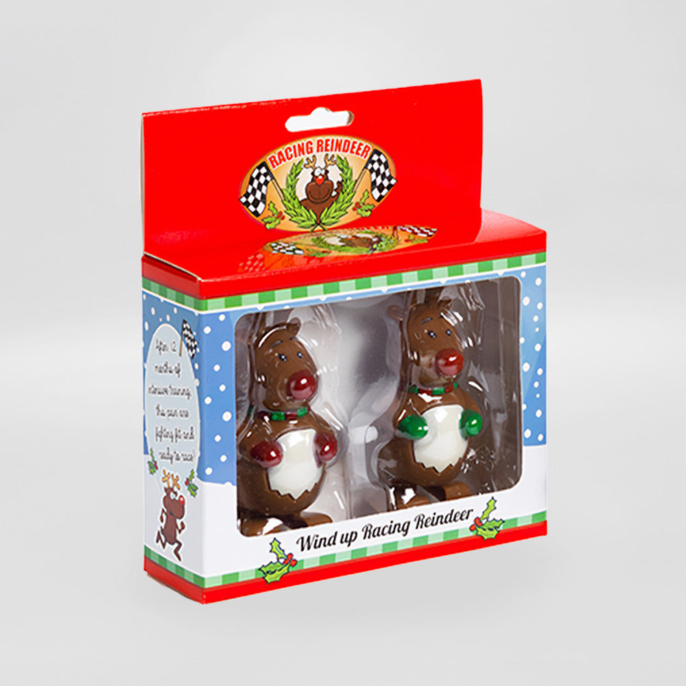 2pk Racing Reindeers - Hilarious Holiday Christmas Wind Up Stocking Stuffer Toys