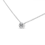 10K White Gold 1/2 Carat Round Brilliant-Cut Diamond Modern Bezel-Set Solitaire 16"-18" Pendant Necklace (H-I Color, SI2-I1 Clarity)