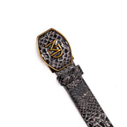 Arkansas // Python Leather Belt // Antique Newspaper
