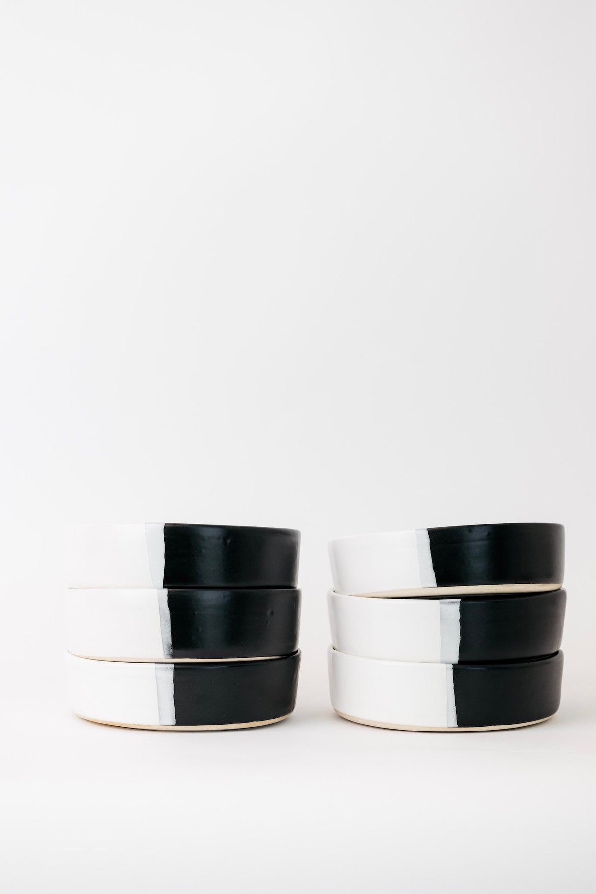 Dawson Stoneware Bowl - Matte Black/White - Set of 6