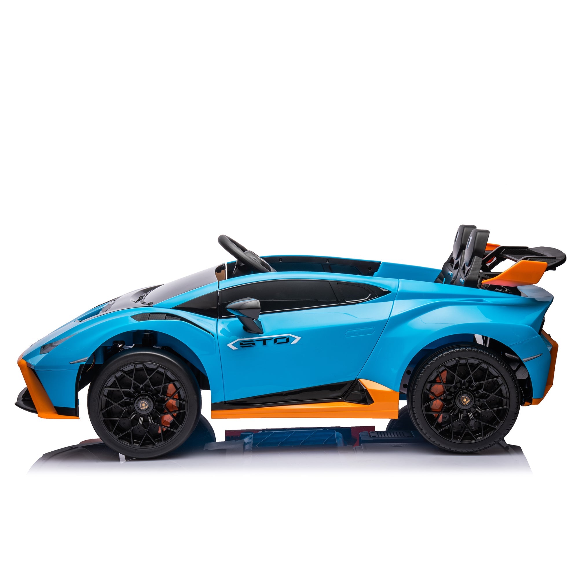 Lamborghini Huracan Sto 24V Kids Electric Ride-On Drift Car: Speeds 1.86-5.59 MPH, Ages 3-8, Foam Front Wheels, 360° Spin, LED Lights, Dynamic Music, Early Learning, USB Port, Drift Feature