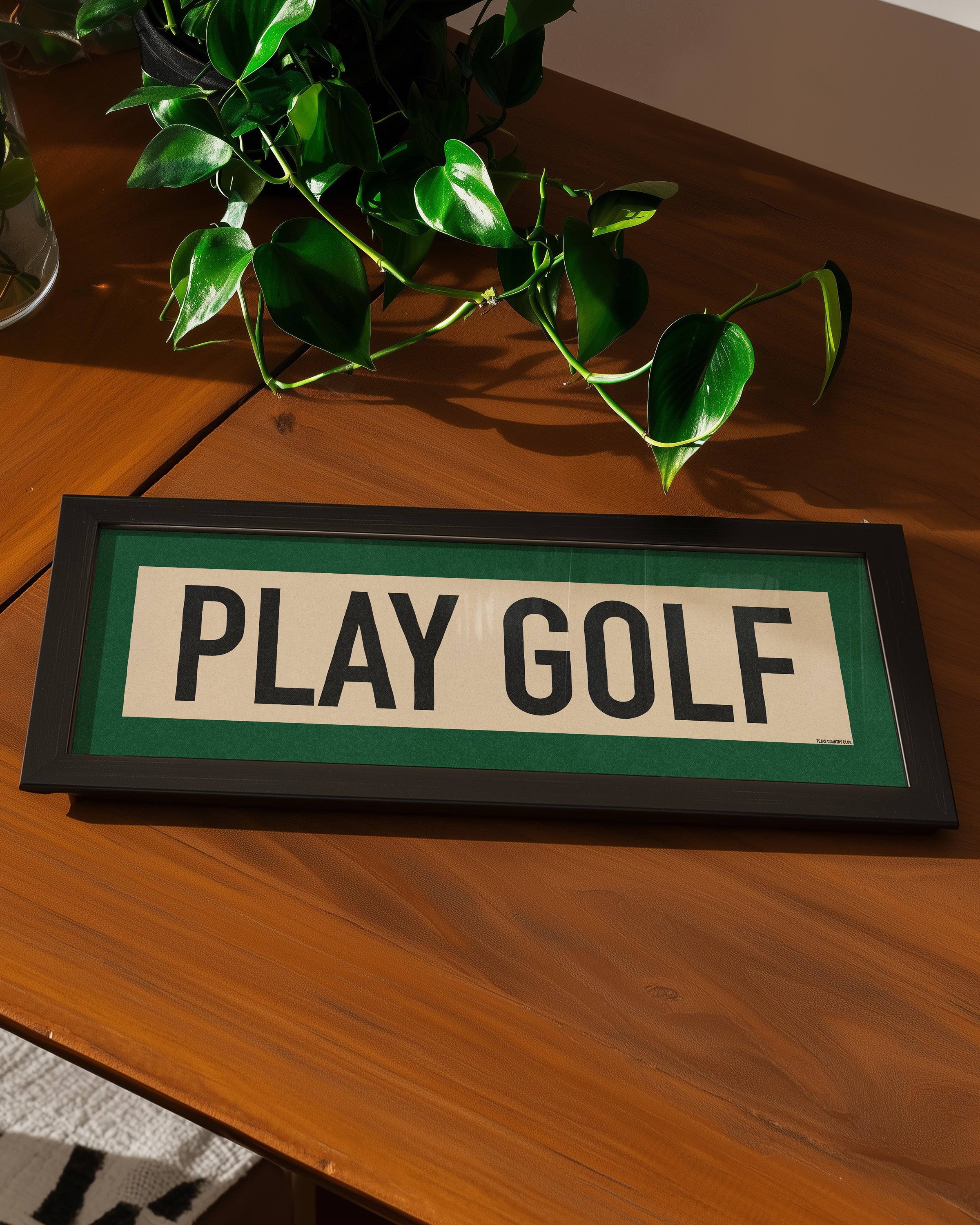Framed Play Golf Art Scroll Sign