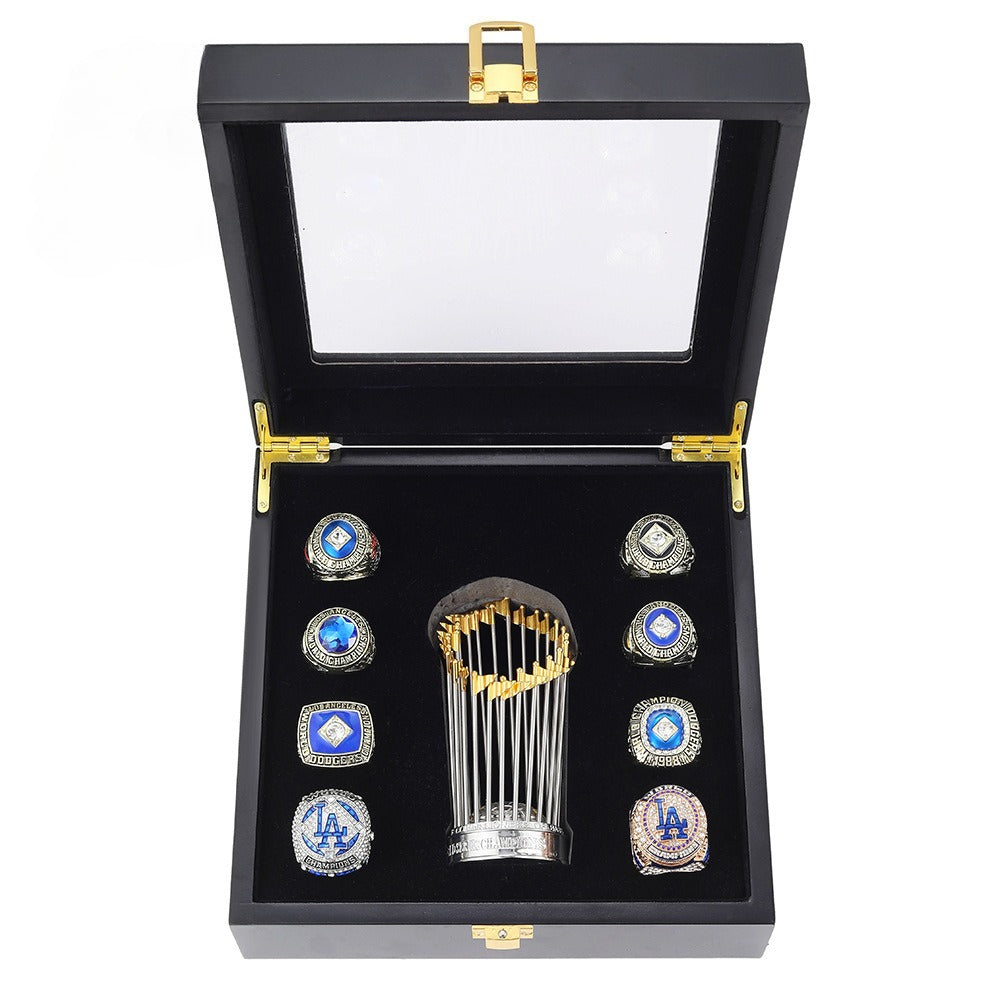 Los Angeles Dodgers World Series Championship Rings Set with Trophy – 8 Piece Collector’s Gifts