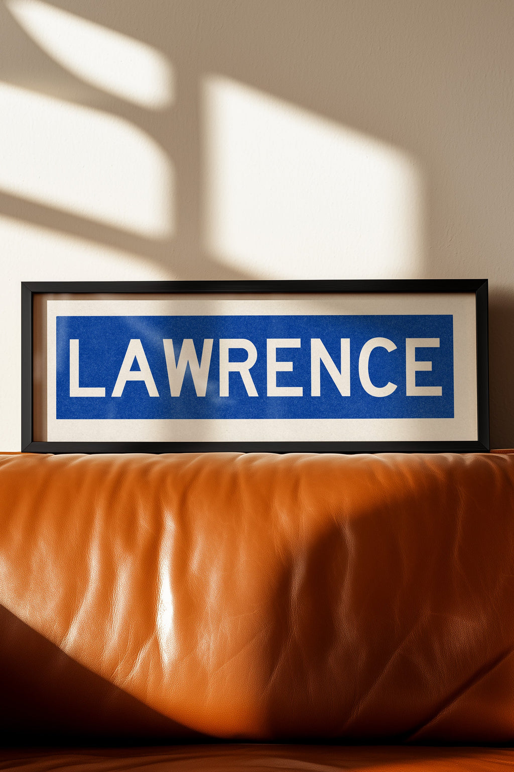 Framed Lawrence Blue Bus Scroll