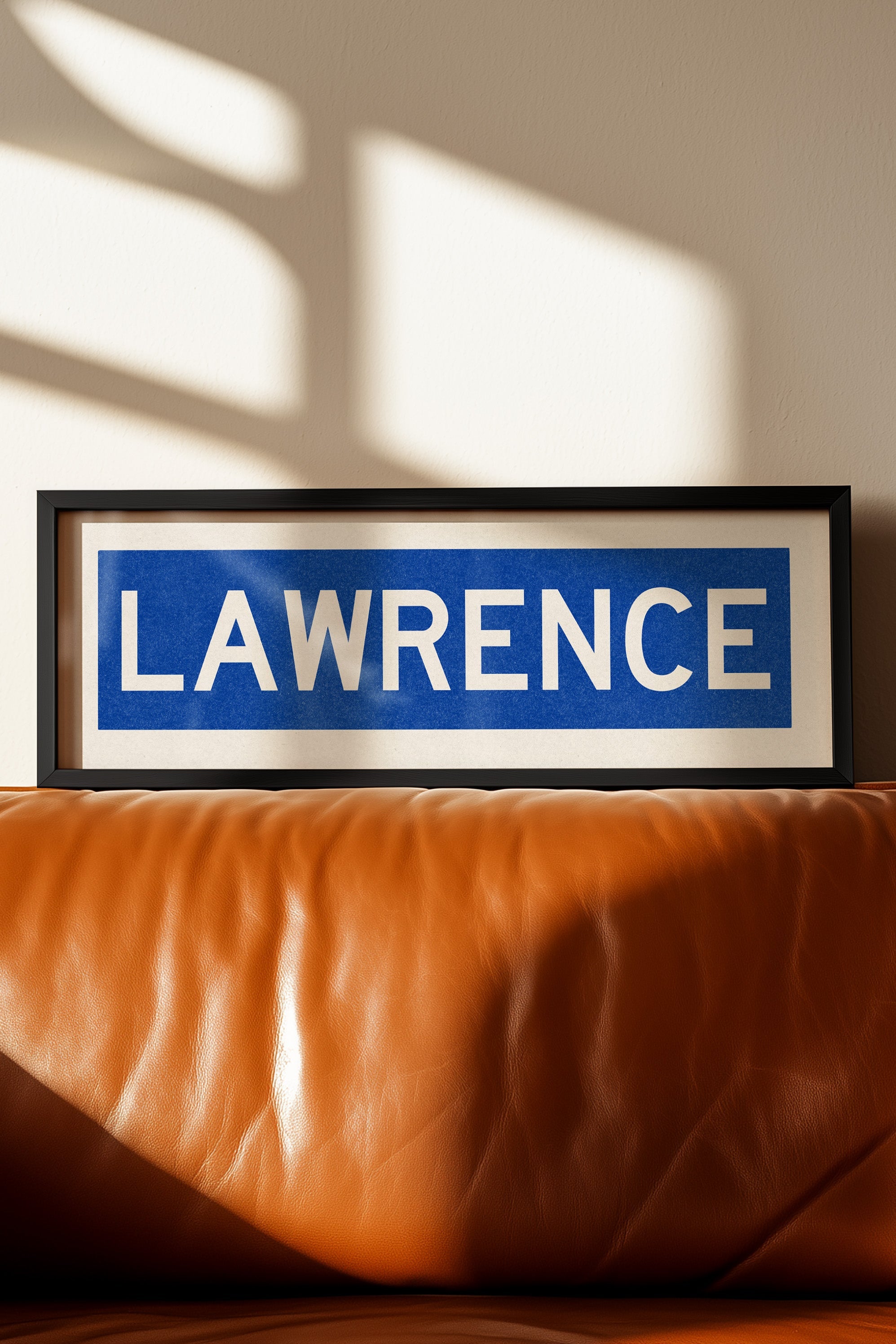 Framed Lawrence Blue Bus Scroll