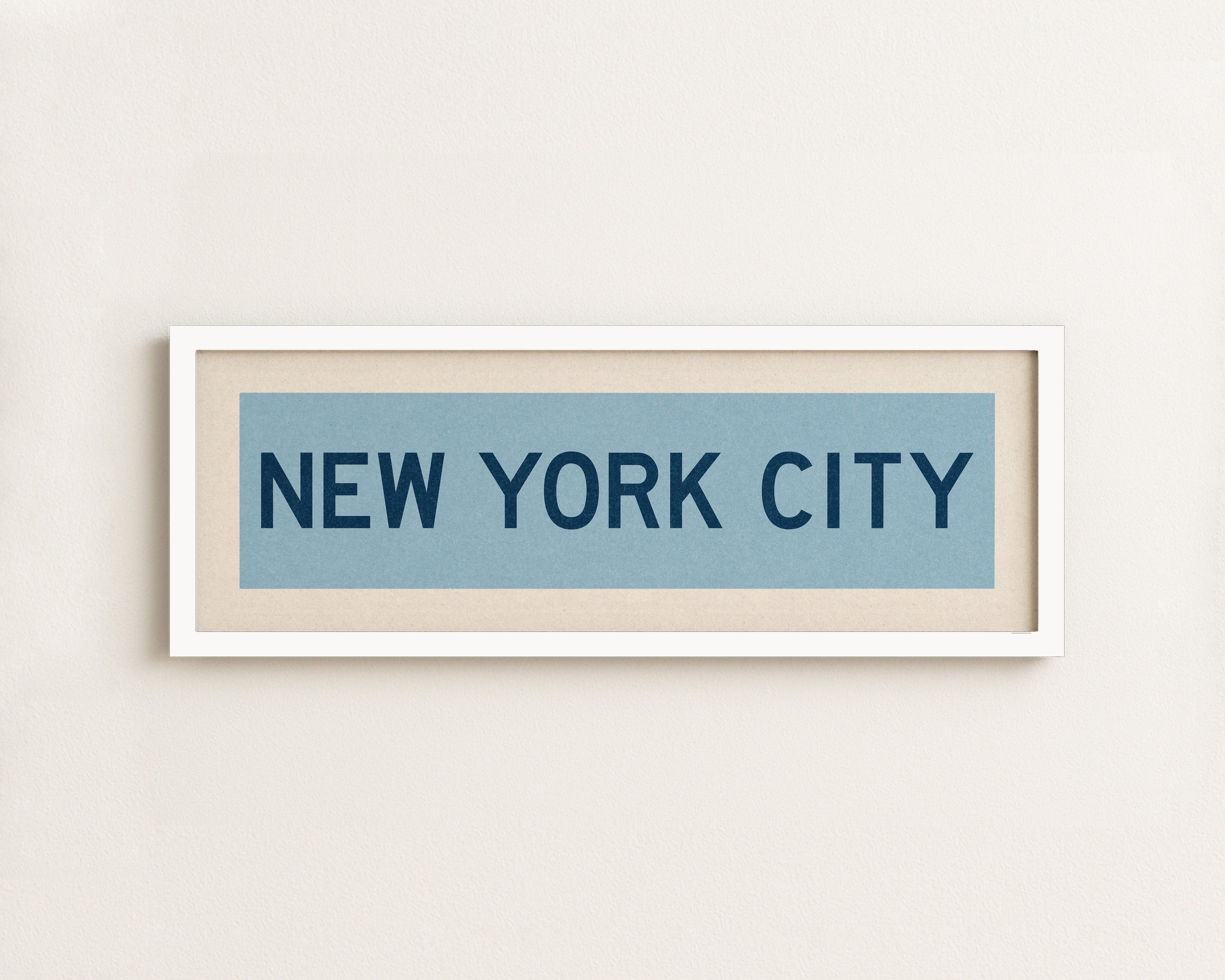 Framed New York City Columbia Blue and Navy Bus Scroll