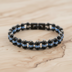 SK2202  Mini Size Two Tone Black Blue With Blue Crystal