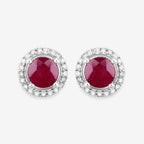 1.22 Carat Genuine Ruby and White Diamond 14K White Gold Earrings