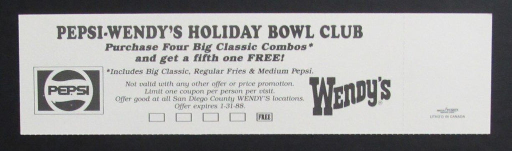 1987 Holiday Bowl College Football Game Full Ticket Iowa vs. Wyoming