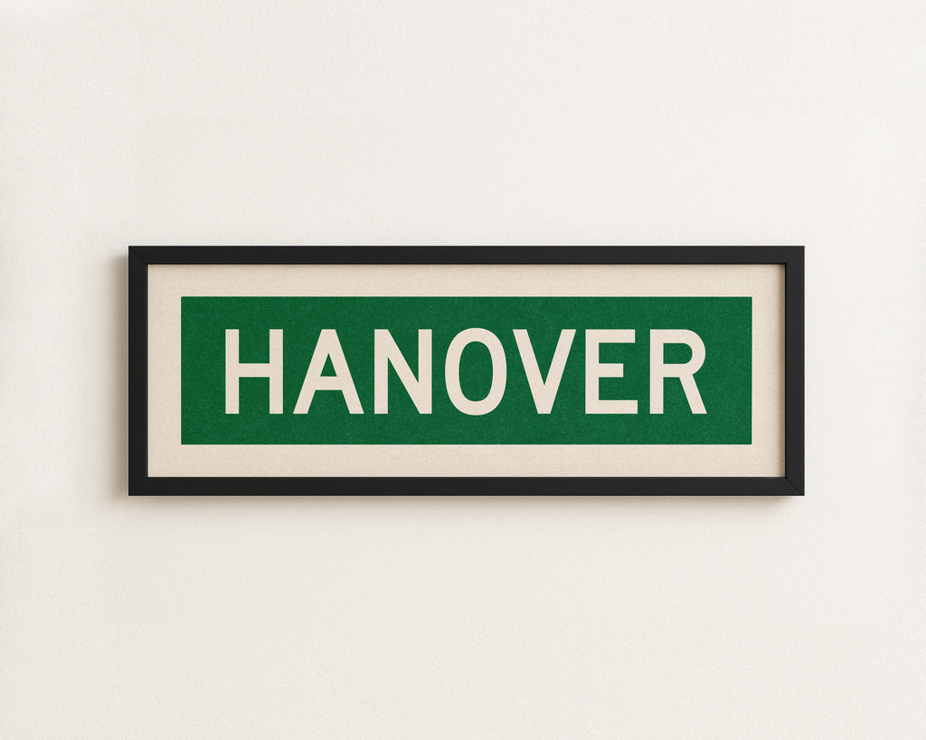 Framed Hanover Green and White Bus Scroll