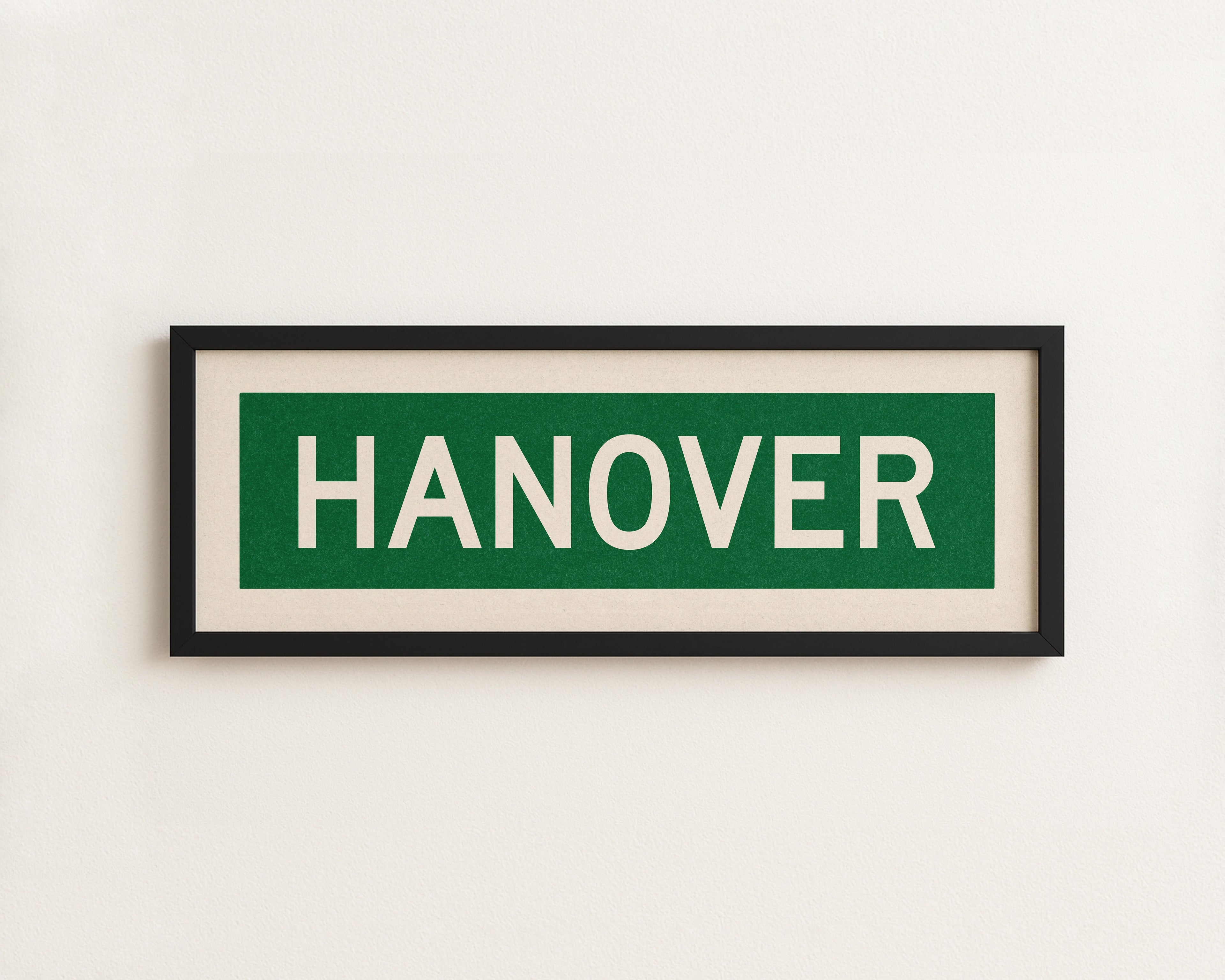 Framed Hanover Green and White Bus Scroll