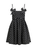 Mini Dress Polka-Dot Satin Black