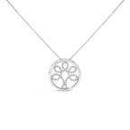 .925 Sterling Silver 1/10 Cttw Diamond Tree of Life Pendant Necklace (I-J Color, I3 Clarity)