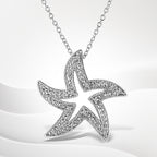 .925 Sterling Silver Prong-Set Diamond Accent Starfish 18" Pendant Necklace (I-J Color, I1-I2 Clarity)