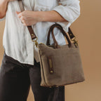 Dot Tote | Fatigue Washed Canvas + Brown Leather