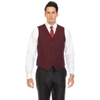 Men's Burgundy Vest - Solo Adjustable Suit Vest & Waistcoat for Wedding, Groomsmen & Prom, Sizes 36-52 | Ferrecci