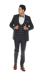 Copper Hunter Green 3pc Slim Fit Notch Lapel Suit with Double Breasted Vest