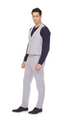 Men's Navy Double Breasted Seersucker Vest – Grant