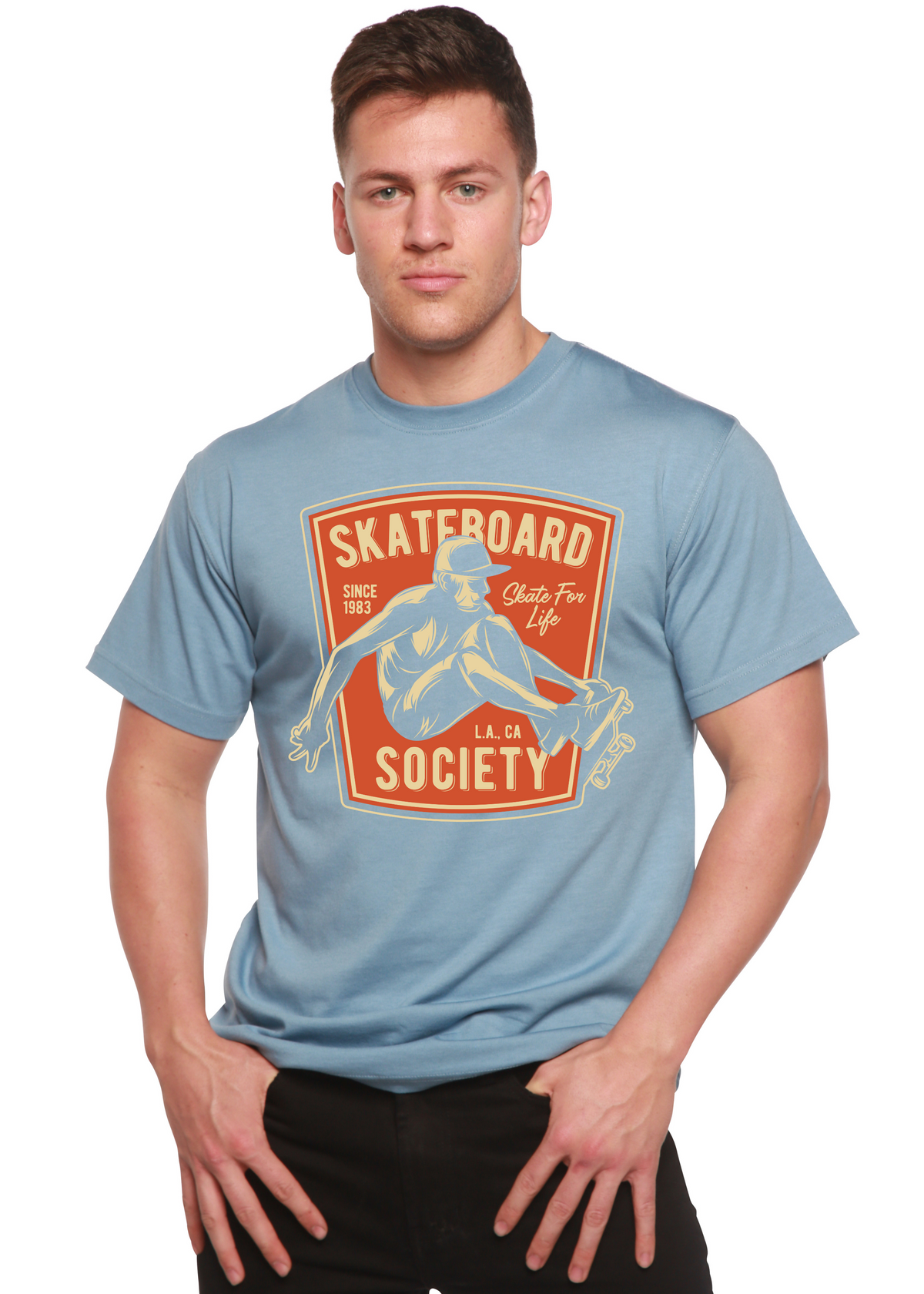 Skateboard Society Men's Bamboo Viscose/Organic Cotton Short Sleeve Graphic T-Shirt