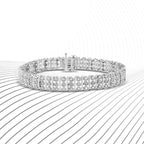 .925 Sterling Silver 1.00 Cttw Diamond Multi Row Heart Link Bracelet (H-I Color, I1-I2 Clarity) - 7.25" Inches