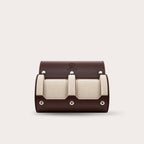 2 Watch Travel Case Vegan Leather Watch Roll (Espresso Brown - White Interior)