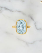 Sterling Silver Elongated Cushion Aquamarine CZ Cocktail Ring