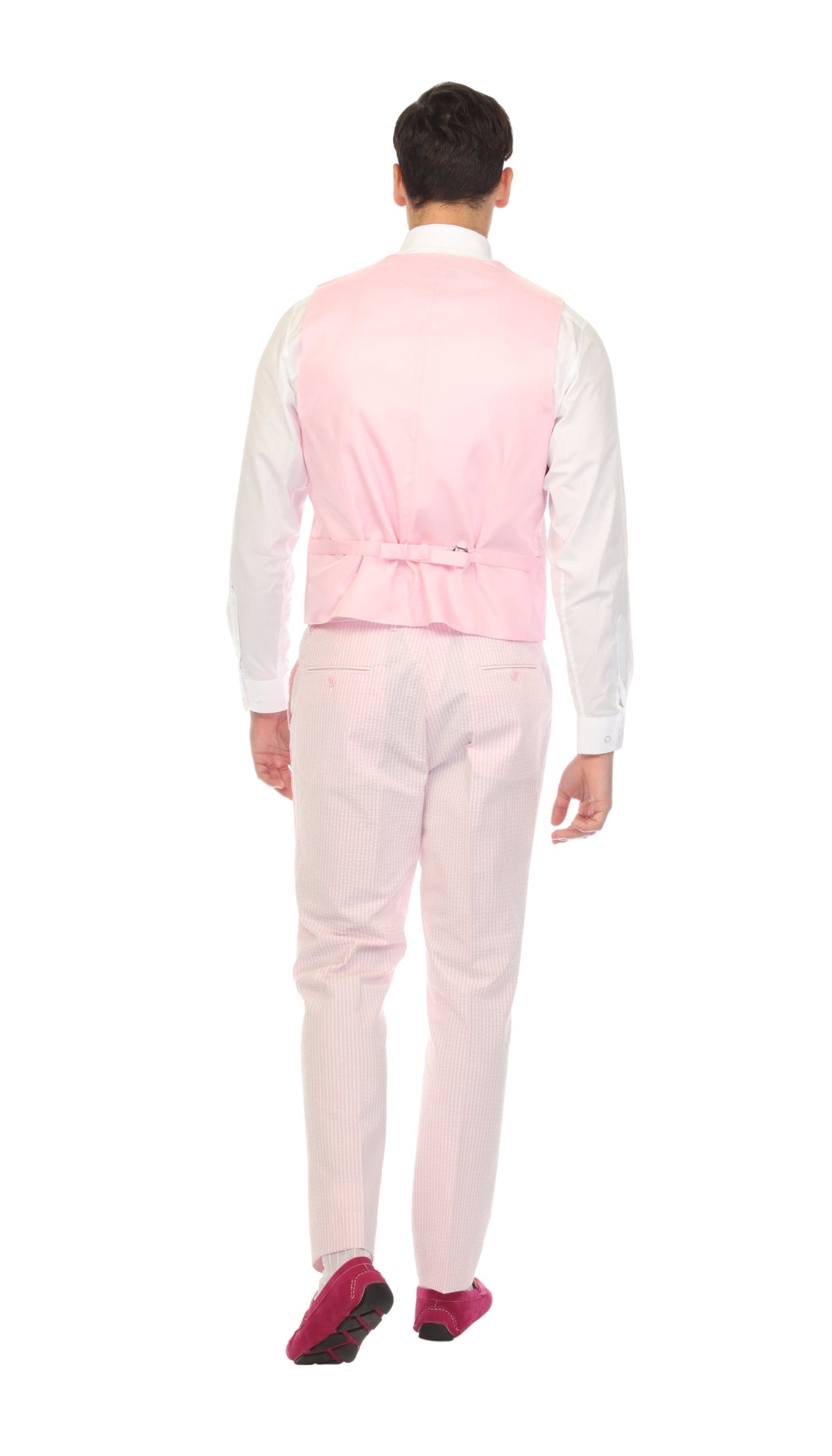 Men's Pink Double Breasted Seersucker Vest – Grant