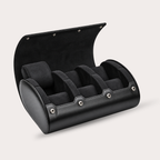6 Watch Travel Case Vegan Leather Watch Roll (Super Black)