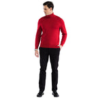 Mens Red Pullover Turtleneck Sweater